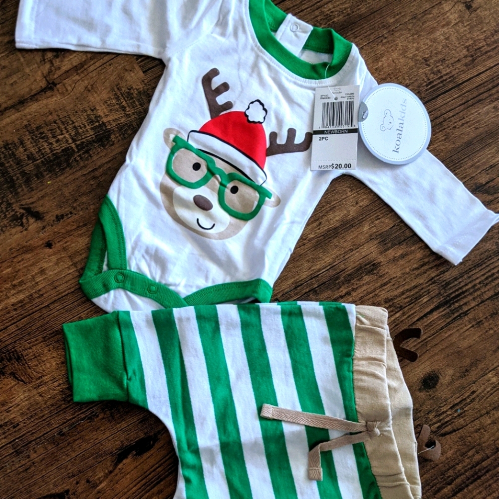 Koala Kids 2 piece newborn outfit plus 5 small hangers